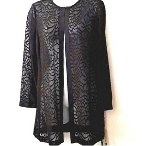 Karl Lagerfeld Paris Sheer Floral Lace Open Front Jacket Blouse XS NWT